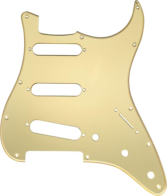 Musiclily Pro SSS 11-Hole ST Guitar Pickguard 1Ply Gold Mirror Acrylic