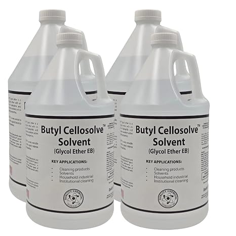 Quality Chemical Glycol Ether EB 128 oz Butyl Cellosolve Solvent for Heavy-Duty Cleaning & Degreasing Water-Miscible, Industrial Grade 128 oz - (Pack of 4)