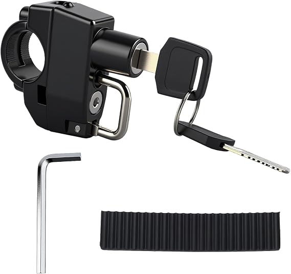 Motorcycle Helmet Lock,Metal Anti‑Theft Motorbike Helmet Lock with 2 Keys, Riding Accessory for 22mm/0.9 Inch Handlebar Tube, Universal for Motorbike,Bicycle,Scooter