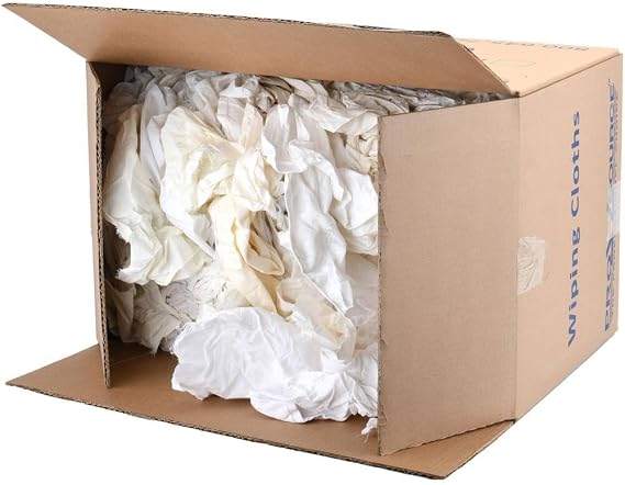 PRO SOURCE 25 Lb Box Reclaimed White Cotton Sheeting Shop Rags: 75 to 125 Towels