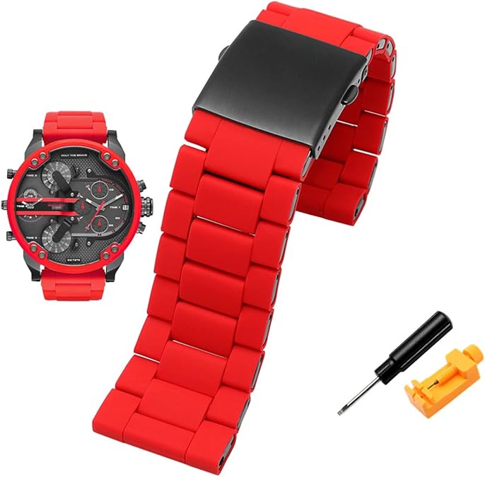 Watch Strap For Diesel DZ7370 DZ7395 DZ 7430 DZ7396 Men's Large Dial Silica Gel Fine Steel Watch Band 28mm