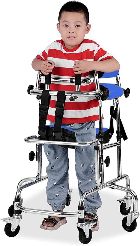 Kids Walker for Cerebral Palsy, Height Adjustable Rollator for Children Rehabilitation