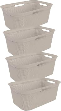Rotho, Brisen, Set of 4 laundry basket 41 l, Plastic (PP) BPA-free, beige, 4 x 40l (59,6 x 39,6 x 31,3 cm)