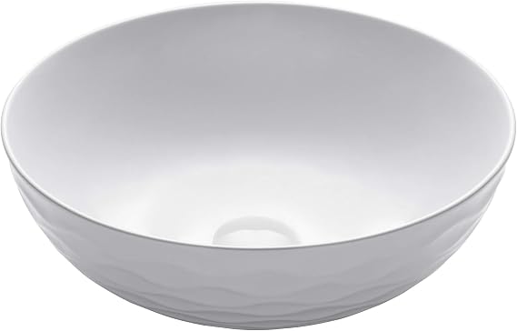KRAUS VivaTM Round White Porcelain Ceramic Vessel Bathroom Sink, 16 1/2 in. D x 5 1/2 in. H, KCV-200GWH