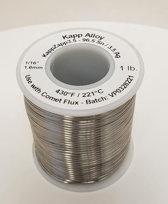KappZapp3.5S 3.5% Silver Solid core 1/16" (1.6mm) Silver Solder for Copper, Brass, Stainless Steel