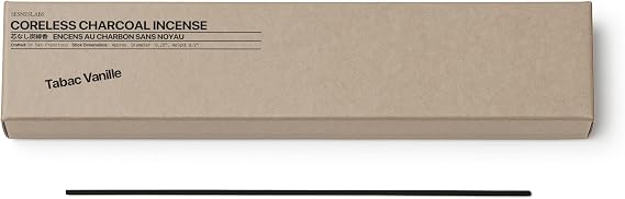 Tabac Vanille Coreless Pure Incense Sticks, Artisan-Crafted Niche Scent, Exclusive Low-Smoke Bamboo Charcoal Formula, Clean-Burning, 1-Hour Burn Time, 20 Sticks