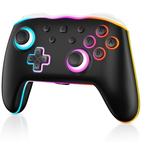 Gamrombo LED Switch 2 Pro Controller with C Button, One Click Wake-up, 9-axis, Remap Function Compatible with Nintendo Switch 2/Switch/OLED/Lite and PC, Built-in 3.5mm Audio Jack