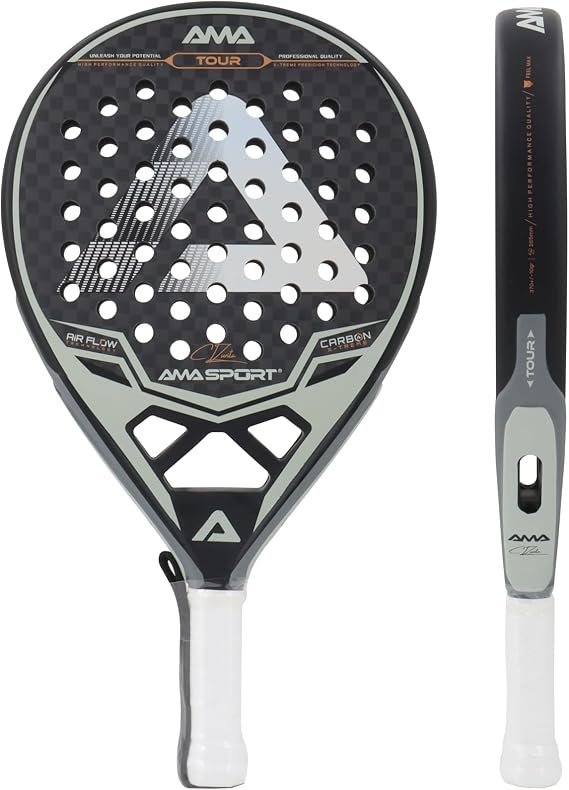 AMA SPORT Padel Racket Carbon Fiber Surface with EVA Memory Flex Foam Core Padel Tennis Racket Lightweight Paddle Tennis Racquets Pala Padel