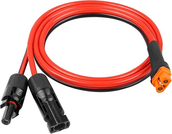 10AWG 3FT Solar to XT60i Extension Cable 3 6 10 35 50 75 100FT Heavy Duty Adapter Cable Connector XT60i Wire for Portable Power Station, Solar Panel, RV, Battery, Renewable Energy Applications