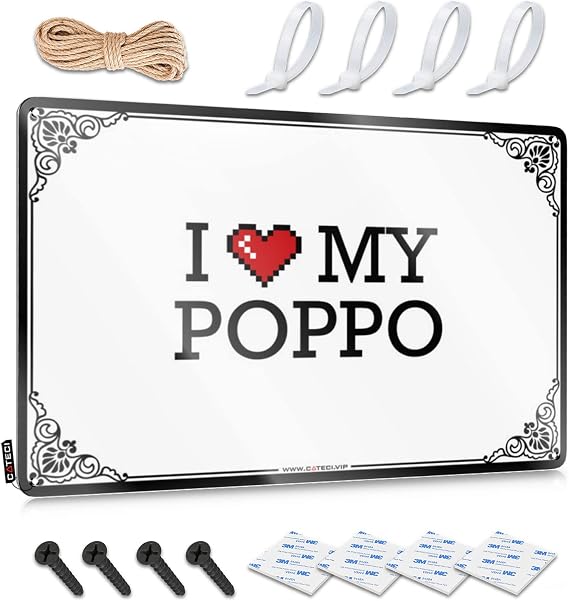 Funny Decor for Bar I Love My Poppo Tin Sign Wall Decor Metal Tin Sign Home Bar Tin Sign(20X30CM)