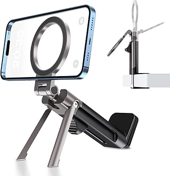 Adjustable Magnetic Phone Holder, Handsfree Airplane Phone Holder, Foldable Airplane Travel Essentials, 360 Rotation for All Mobile Phones Desk Long Flying Tray Table