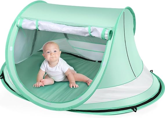 Kapeazo Baby Beach Tent, Pop Up UV Sun Shade for Infant Toddlers (Green)