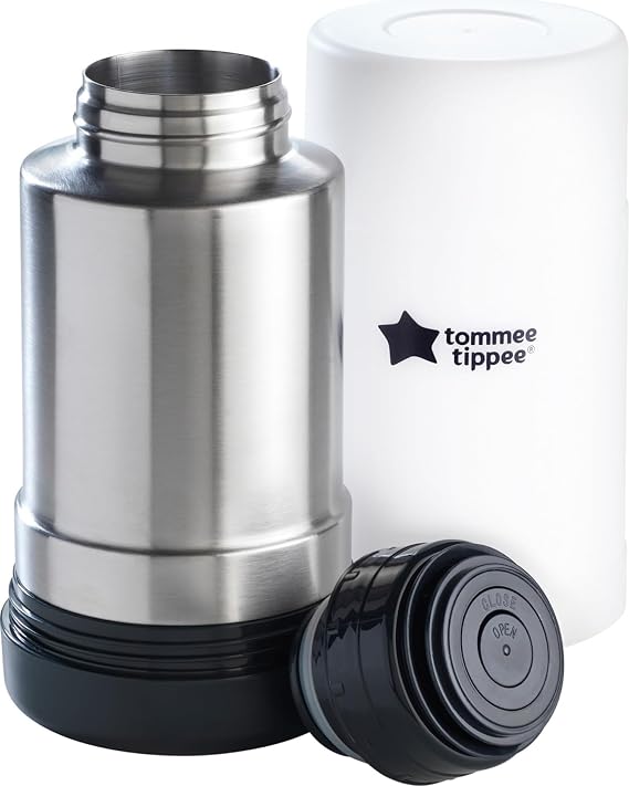 Tommee Tippee Travel Bottle & Food Warmer, Portable, Thermal Flask | Stainless Steel Flask with Leak-Proof Lid, Warms Bottles & Baby Food On the Go