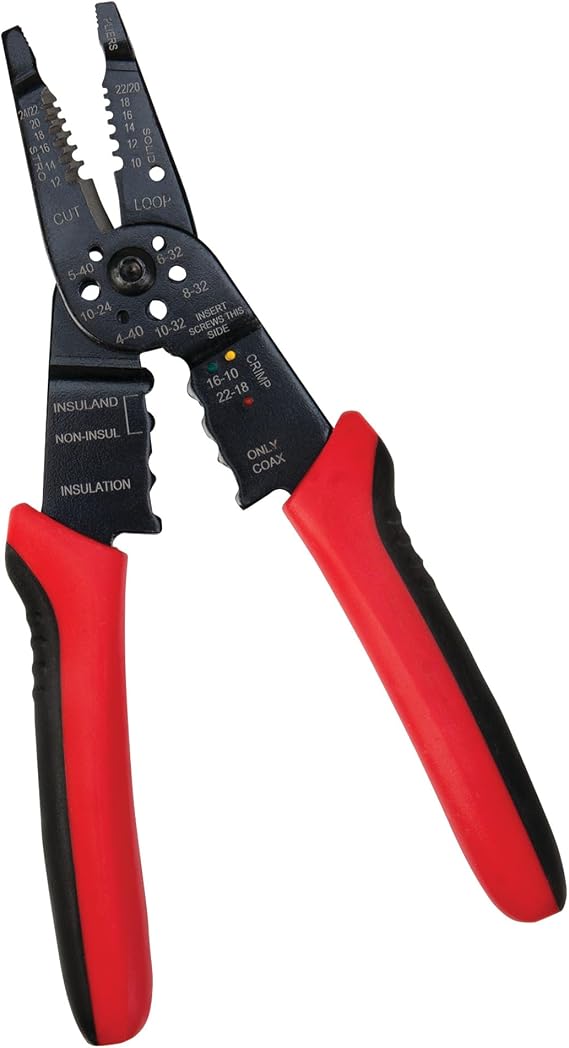 Performance Tool W86503 8 in. Wire Stripper and Pliers | Multi-wire cutter and stripper. Cuts 10-24 AWG solid and stranded copper. Built-in bolt cutter and terminal crimper