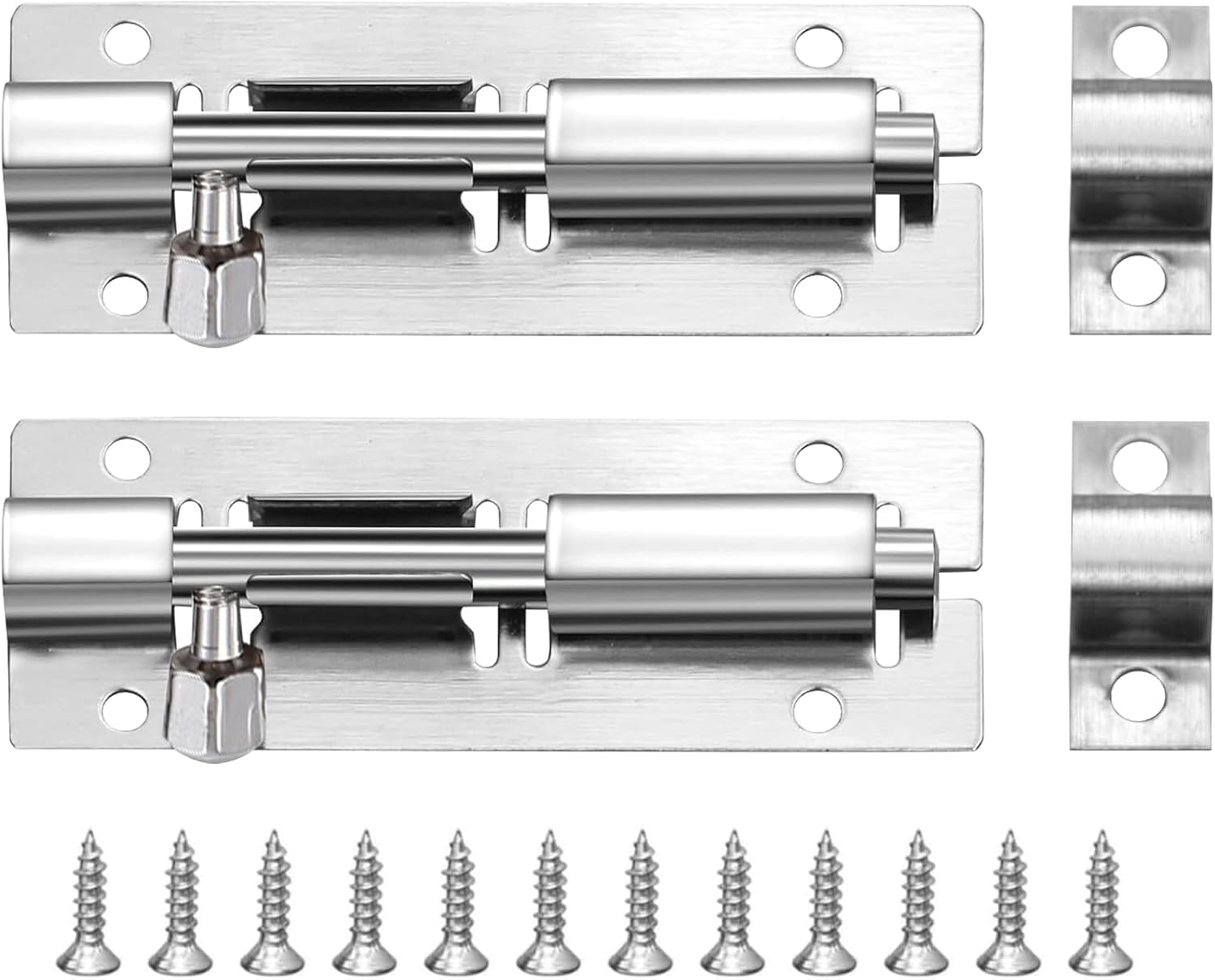 2PCS Door Lock Bolt 3"75mm, Stainless Steel Door Latch Slide Bolts Lock with Screws for Bathroom, Bedroom, Shed, Garden, Toilet, Easy Fit