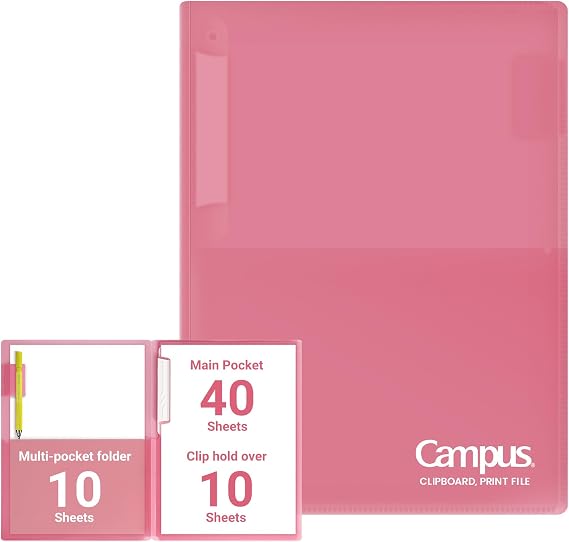 Kokuyo Portfolio Folder with Pockets Folder for Paper Organization,Heavy Duty Pocket Folder Fits US Letter & A4,Flip & Write Surface,Dual-Purpose Clip & Pocket Design(FU-CEH755P)