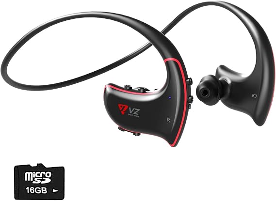 VZ MP3 Player with Bluetooth Headphone Included 16GB TF Card Lossless Sound Sweatproof for Running Gym audiobook
