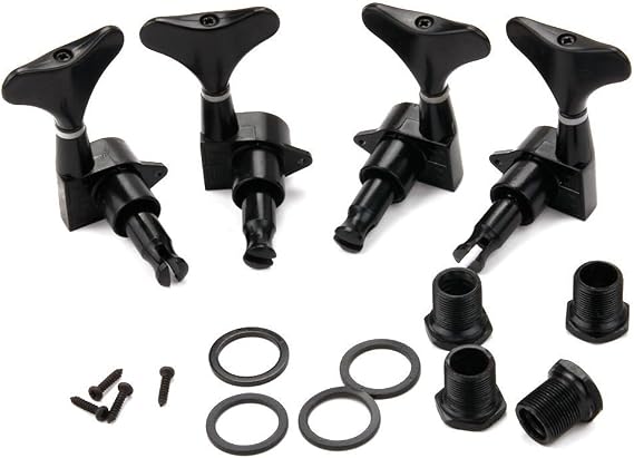 4PCS Bass Tuning Pegs Machine Heads 2L2R for Electric Bass (Black