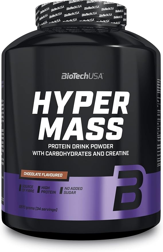 BioTechUSA Hyper Mass - Mass Gainer with Carbs & Protein Blend | Micronised Creatine | Gluten-Free, 2.27 kg, Chocolate