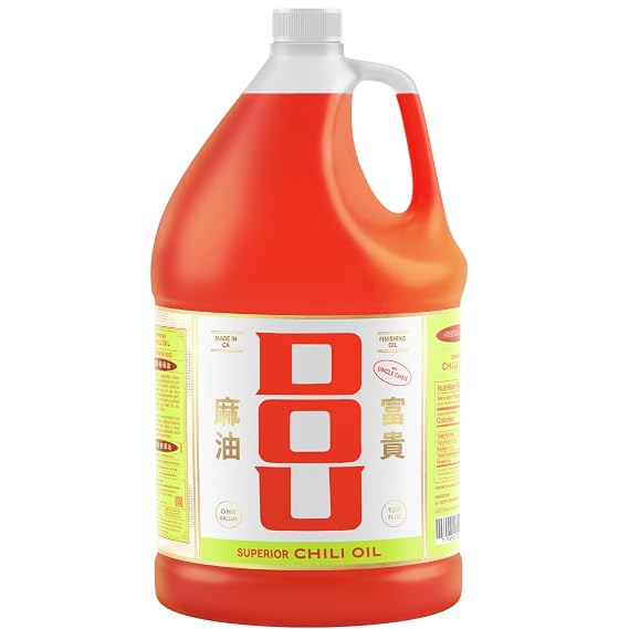 DOU by Uncle Chen Chili Oil Gallon - Pure Chili Oil (No Crisps), Professional Kitchen Quality, 60-Year Heritage Recipe (128oz)