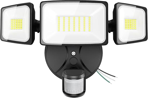 Onforu 75W LED Flood Light Motion Sensor Outdoor, 7000lm Dusk to Dawn Flood Light, Security Light with Three Head, IP65 Waterproof Exterior Floodlight, 6500k Wall Light for Entryway Stairs Yard Garage