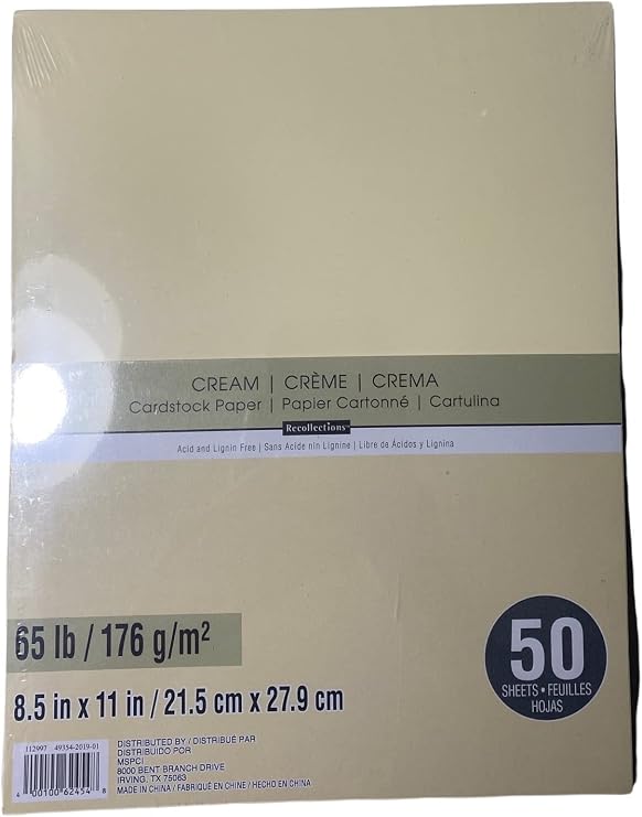 Recollections Cardstock Paper, 8 1/2 X 11 Cream - 50 Sheets