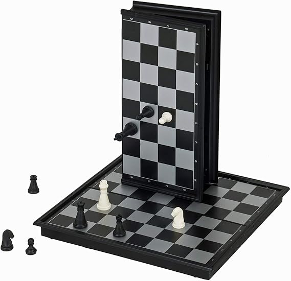 WE Games Travel Chess Set Magnetic - 8 inch Travel Games for Adults, Travel Chess Set with Magnetic Chess Board, Pocket Games for Vacation, Portable Travel Size Games