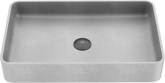 VIGO Basilica Gothic 23"L x 14"W x 4"H Over the Counter Concrete Rectangular Vessel Bathroom Sink in Gray -VG04065