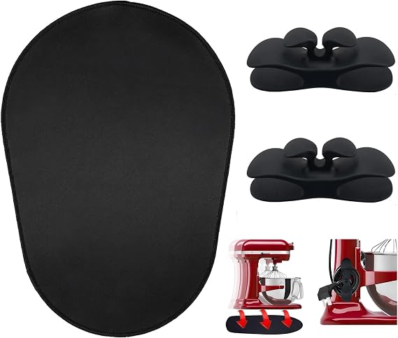 Mixer Sliding Mats for Stand Mixer With 2 Black Mixer Accessories,Mixer Slider Mat Compatible with 5-8QT Bowl-Lift Stand Professional Mixer