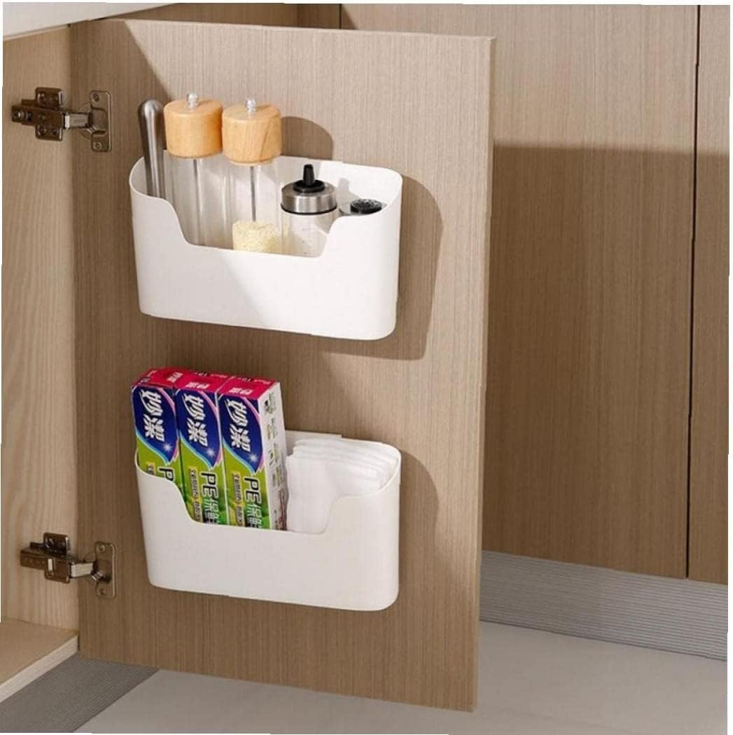 eigpluy pack of 2 kitchen cabinet door storage box self-adhesive wall mounted storage box cupboard  bathroom  fridge small items organizer storage box