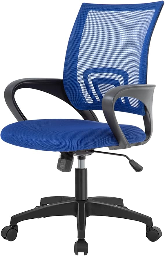 Ergonomic Office Chair - Mesh Desk Task Computer Swivel Chair with Lumbar Support, Modern Executive Adjustable, Blue