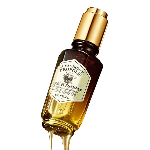 SKINFOOD Royal Honey Propolis Enrich Essence - 63% Black Bee Propolis & 10% Royal Jelly Extract Face Serum - Propolis Serum for Skin, Valentine Day Gift - 1.69 Fl. Oz. (50mL)