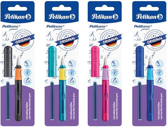 Pelikan Pelikano Junior School Fountain Pen for Right-Handed Users, with Beginner Nib A, 1 Piece - Random Colour, No Colour Request Possible