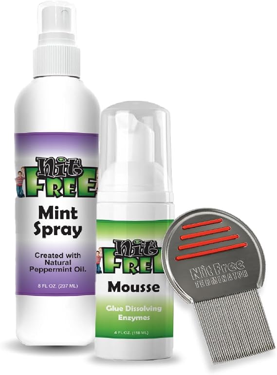 Nit Free Mint 3 Step Lice Removal Kit, Mousse, Spray, Comb, 4oz and 8oz
