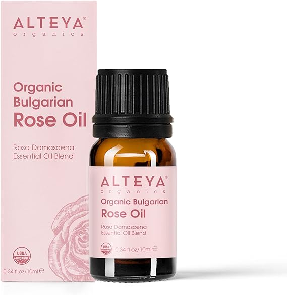 Alteya USDA Organic Bulgarian Rose Oil Rosa Damascena Otto Multi-Use Blend | USDA Organic Bulgarian Rose Oil Blend, Deeply Nourishes Skin while Helping Lock in Moisture and Boost Natural Radiance - 10mL