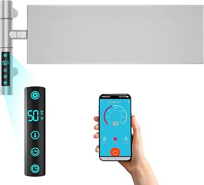Smart Heated Towel Racks for Bathroom Wall Mounted, Electric Towel Warmer with App Remote Control, Timer & Memory, Rotating Space-Saving Heated Towel Racks, Adjustable Temperature, Fast Heating