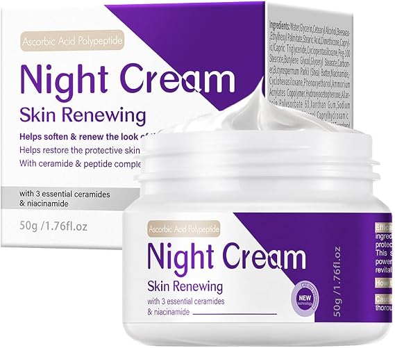 Niacinamide and Peptide Night Cream, Face Moisturising Cream for Overnight Skin Repair