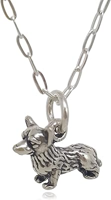 EnCharmed Sterling Silver Tiny Welsh Corgi Dog 3D Charm Necklace, 18