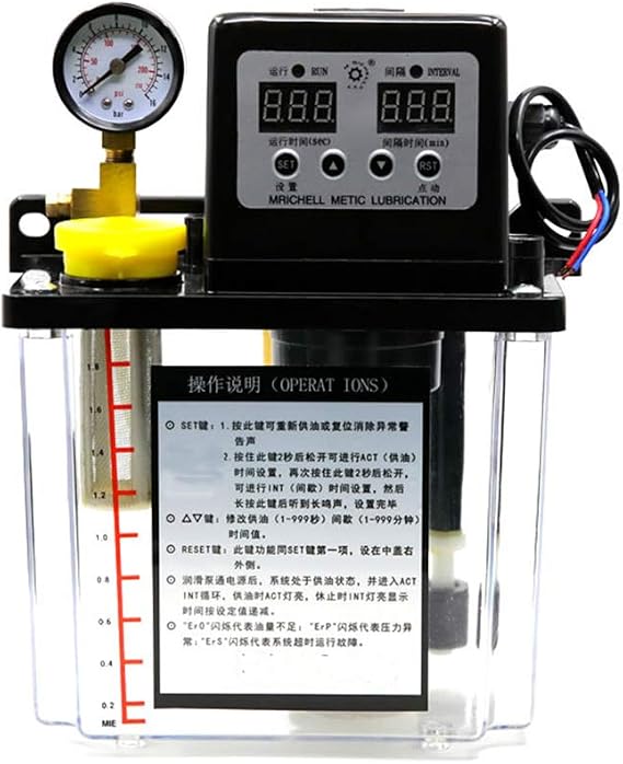 TOPCHANCES 1.5L Automatic Electric Lubrication Pump Lubricator Fuel Tank Piston Electromagnetic Oil NC Pump with Dual Digital Display for CNC Lathe Machine,110V US Plug