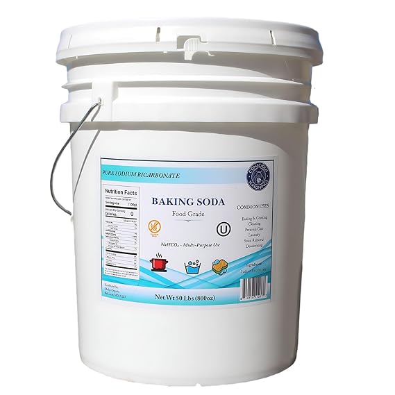 Baking Soda - 50 lb Bucket - Multi-Purpose Sodium Bicarbonate for Cleaning, Deodorizing, Pool Maintenance, Laundry Boosting, Gardening, and DIY Household Formulas