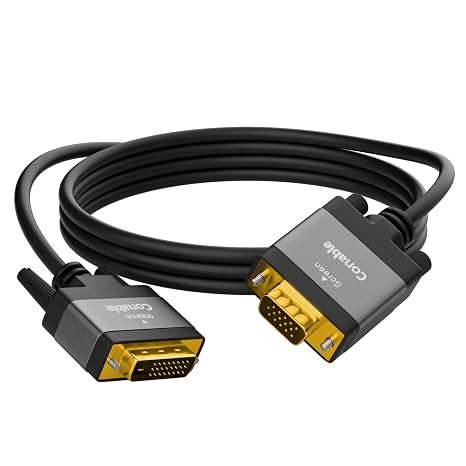 DVI to VGA Cable 6 FT, Uni-Directional DVI-D 24+1 to VGA Cord, Aluminum