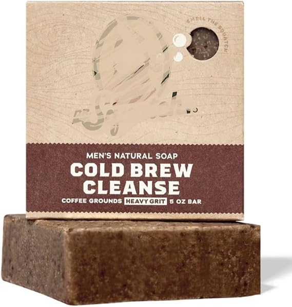 Cold Brew Cleanse from Dr Squatch All Natural Bar Soap for Men with Heavy Grit, Smells like Coffee & Brown Sugar, Handmade in USA, 5.0 ounces,