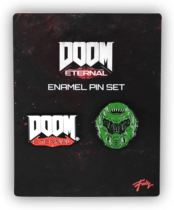Doom Eternal Slayer's Club & Doom Eternal Logo Pin Set | Exclusive Doom Series Enamel Collector Pins | Set Of 2