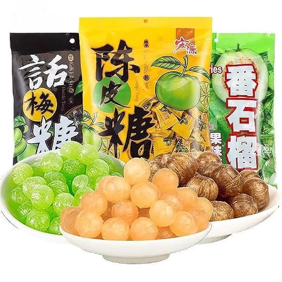 3 flavors of fruit candy 250g/500g,Chinese classic guava hard candy,sweet and sour orange and plum,candied fruit,Dim sum,Nostalgic sweet sugar,sweet food,Christmas snacks, gifts (500g)