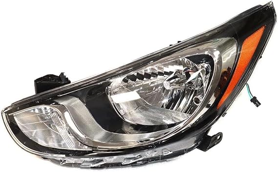Headlight Assembly Fit For Hyundai Accent Sedan 2012 2013 2014 Halogen Headlight Front Head Lamp Replacement Black Housing Clear Lens (Left Driver Side)
