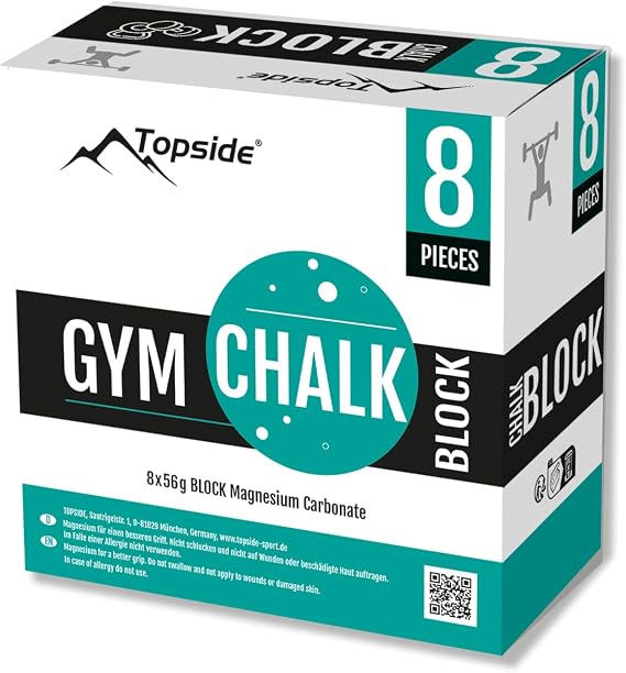 TOPSIDE Gym Chalk 8 x 56g Chalk Block for Weightlifting, Climbing, Bouldering, Gymnastics, Crossfit