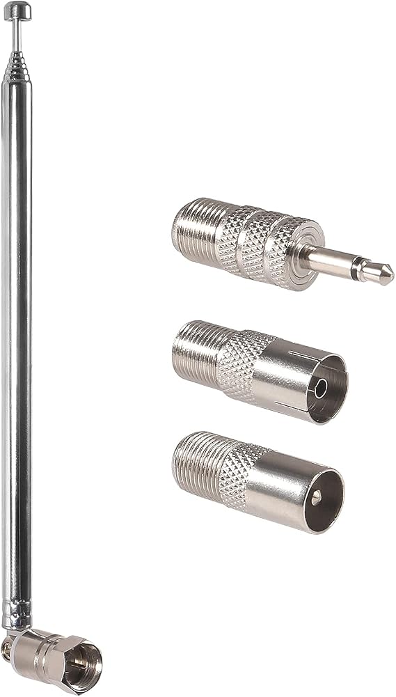 FM Telescopic Antenna 75 Ohm FM Antenna F-Type Male Plug with 3pcs Connector for Indoor TV AM FM Radio Stereo Receiver
