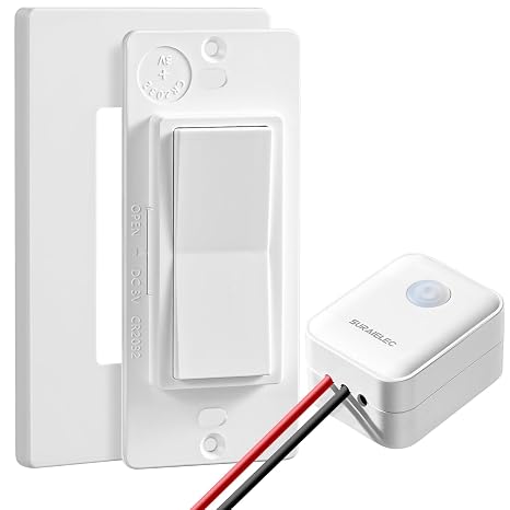Wireless Light Switch Receiver Kit, No Neutral Wire for Old Homes | Upgraded Antenna for Metal Box Signal Boost, 100FT Interference-Free Range, 2A 100W LED Decorator Rocker Remote Wall Switch