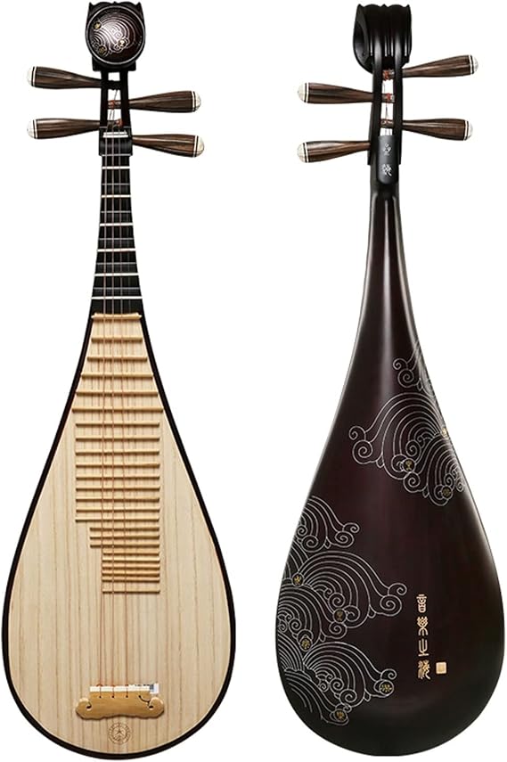 Rosewood Pipa, Chinese Lute, with Accessories and Pipa Bag, 4 Strings, Suitable for Beginners, Practice