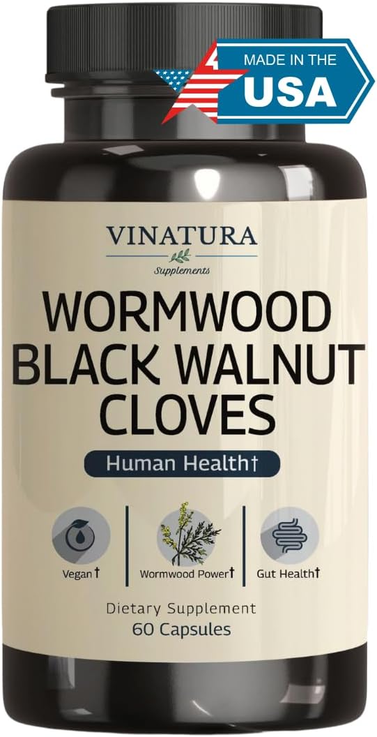 Wormwood Black Walnut Clove Capsules - Cleanse, Detox, Intestinal Guard Formula Supplement for Humans, with Wormwood herb, Black Walnut Extract Combination, 60 Capsules